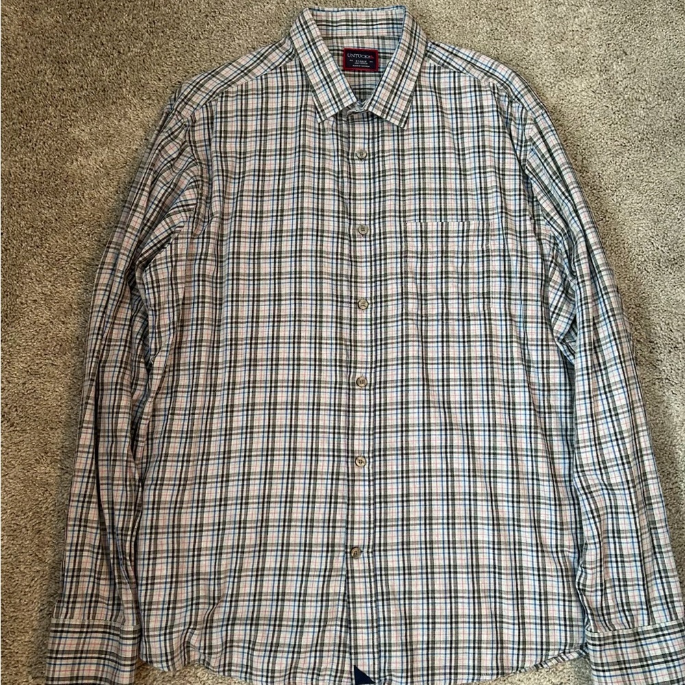 UNTUCKit Blue and White Plaid Casual Shirt